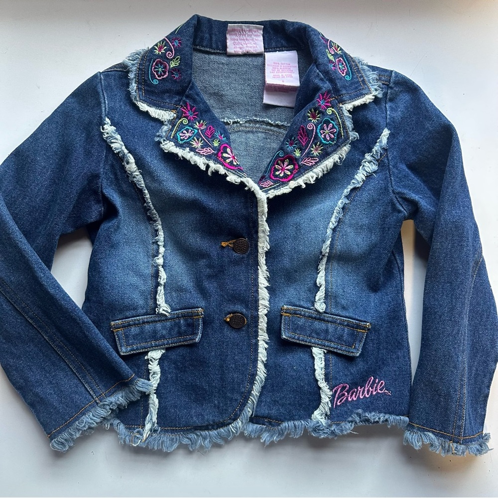 Vintage little girls Barbie jacket size 5 denim cotton